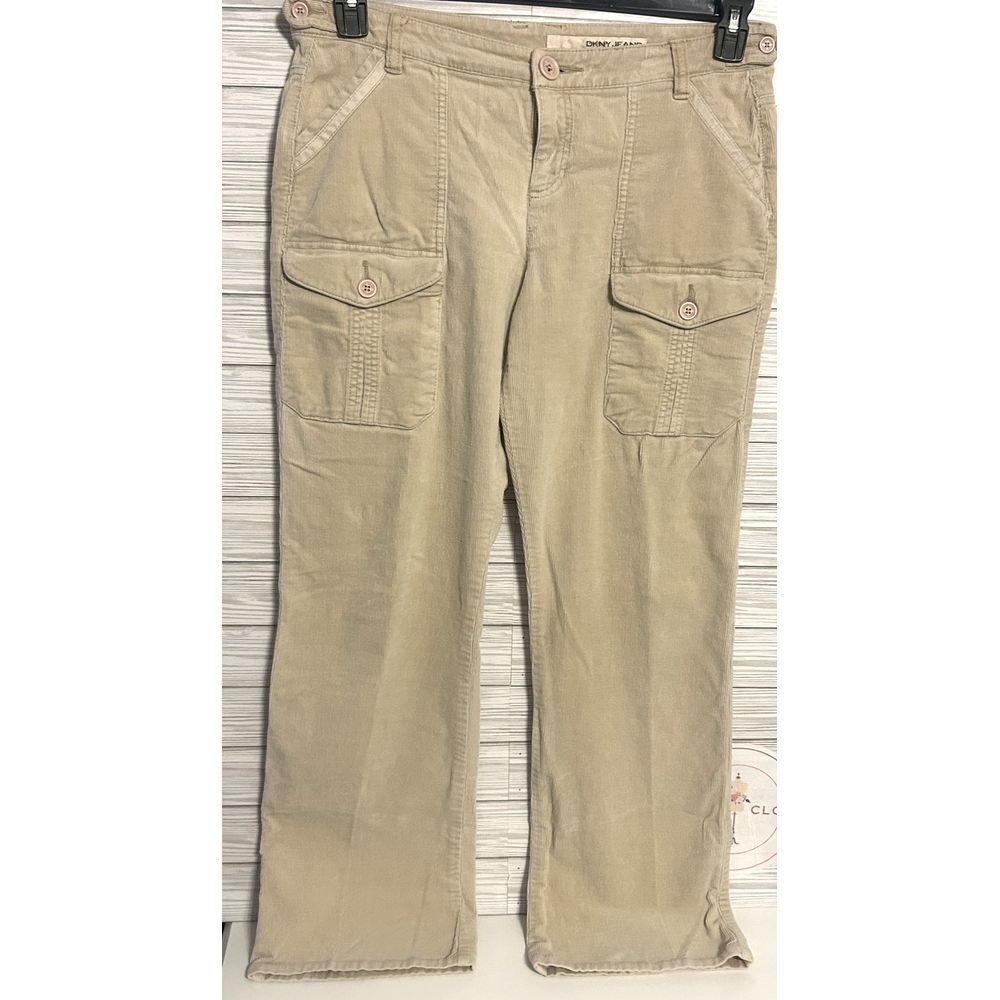 DKNY Jeans Womens 12 khaki Cargo Wide Leg Pants Vintage 90s Y2K so-lo-lita